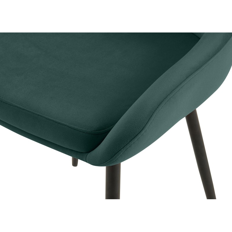 Silla de comedor Elmira en terciopelo negro y verde