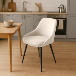 Silla de comedor Elmira en terciopelo negro crema