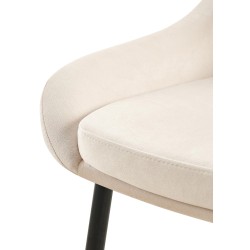 Silla de comedor Elmira en terciopelo negro crema