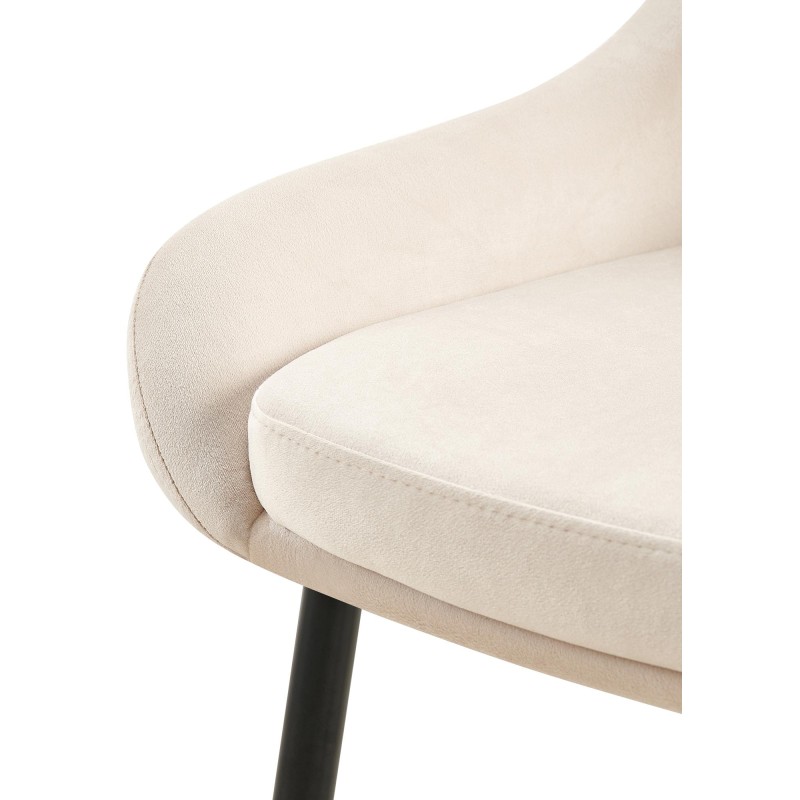 Silla de comedor Elmira en terciopelo negro crema
