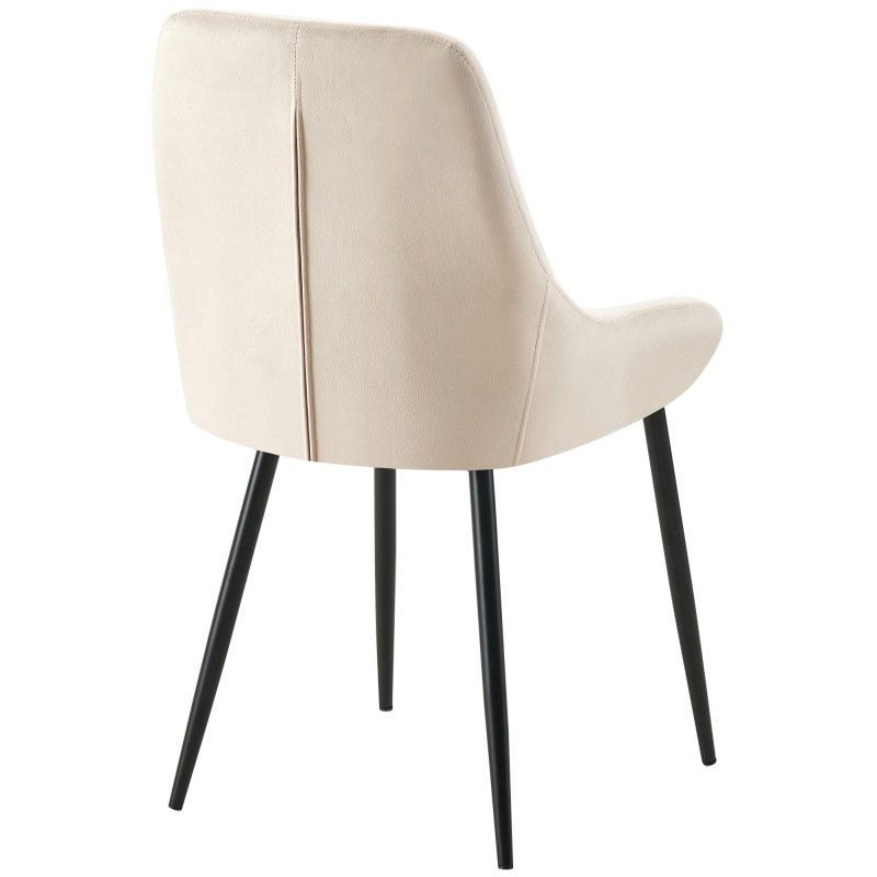 Silla de comedor Elmira en terciopelo negro crema