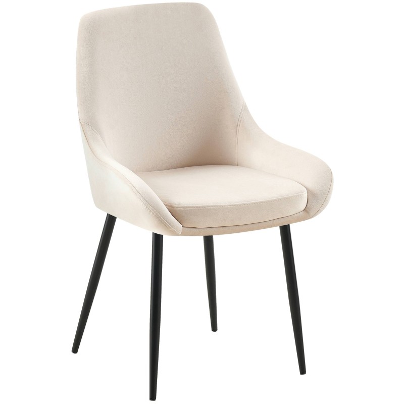 Silla de comedor Elmira en terciopelo negro crema