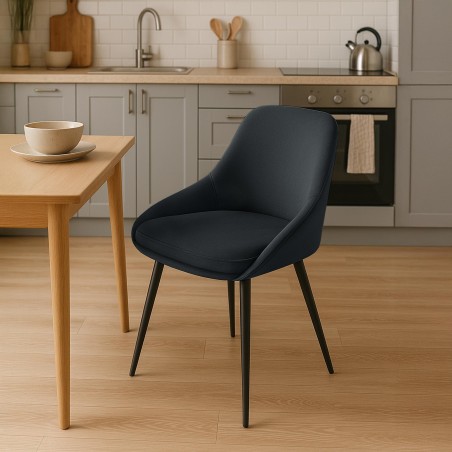 Silla de comedor Elmira de terciopelo negro