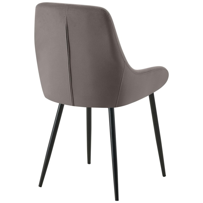 Silla de comedor Elmira en terciopelo negro antracita