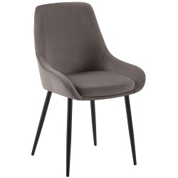 Silla de comedor Elmira en terciopelo negro antracita