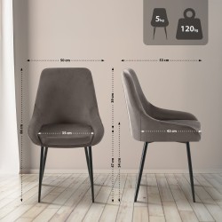 Silla de comedor Elmira en terciopelo negro antracita