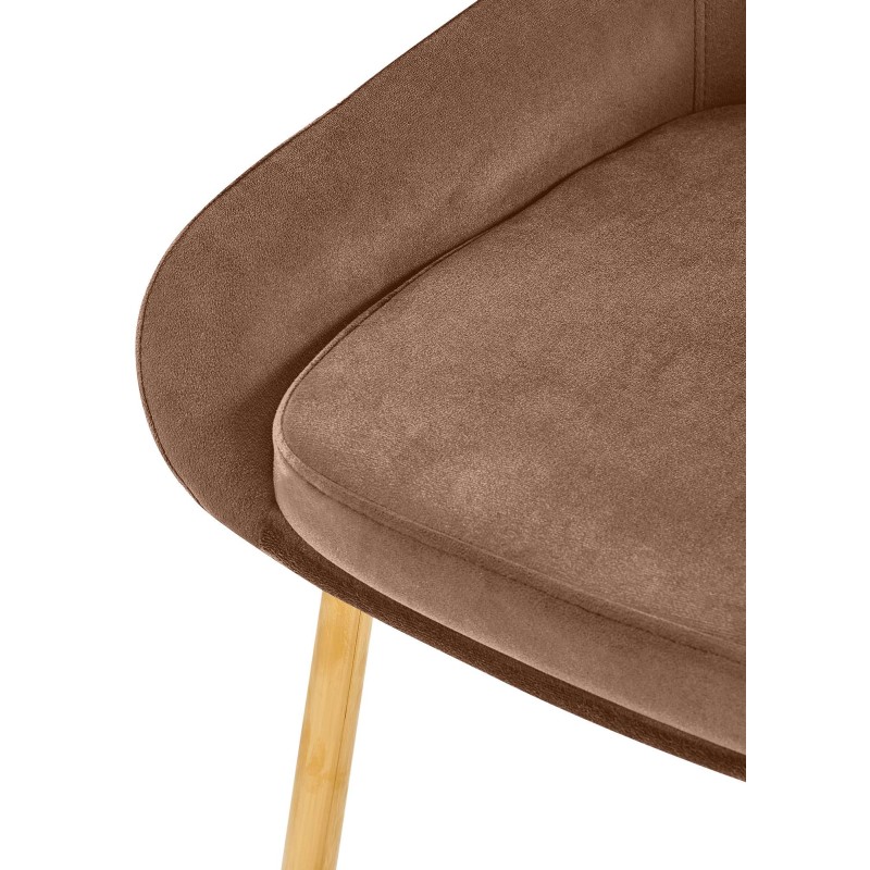 Silla de comedor Elmira en terciopelo marrón dorado
