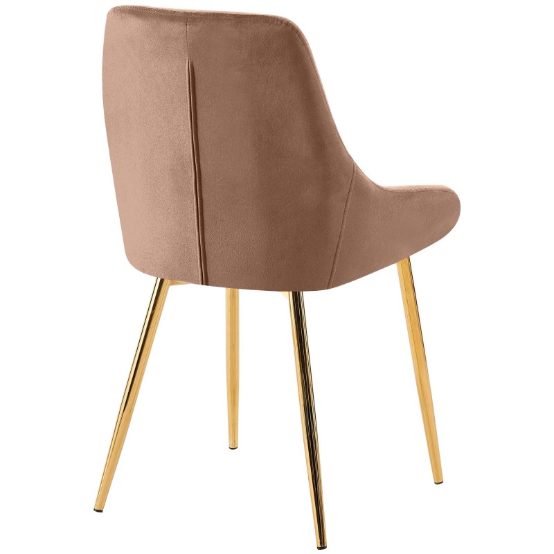 Silla de comedor Elmira en terciopelo marrón dorado