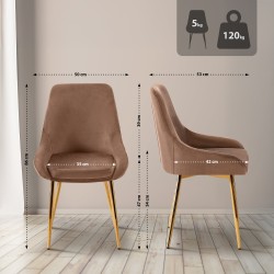 Silla de comedor Elmira en terciopelo marrón dorado