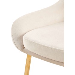 Silla de comedor Elmira en terciopelo color crema y dorado