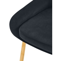 Silla de comedor Elmira en terciopelo negro y dorado
