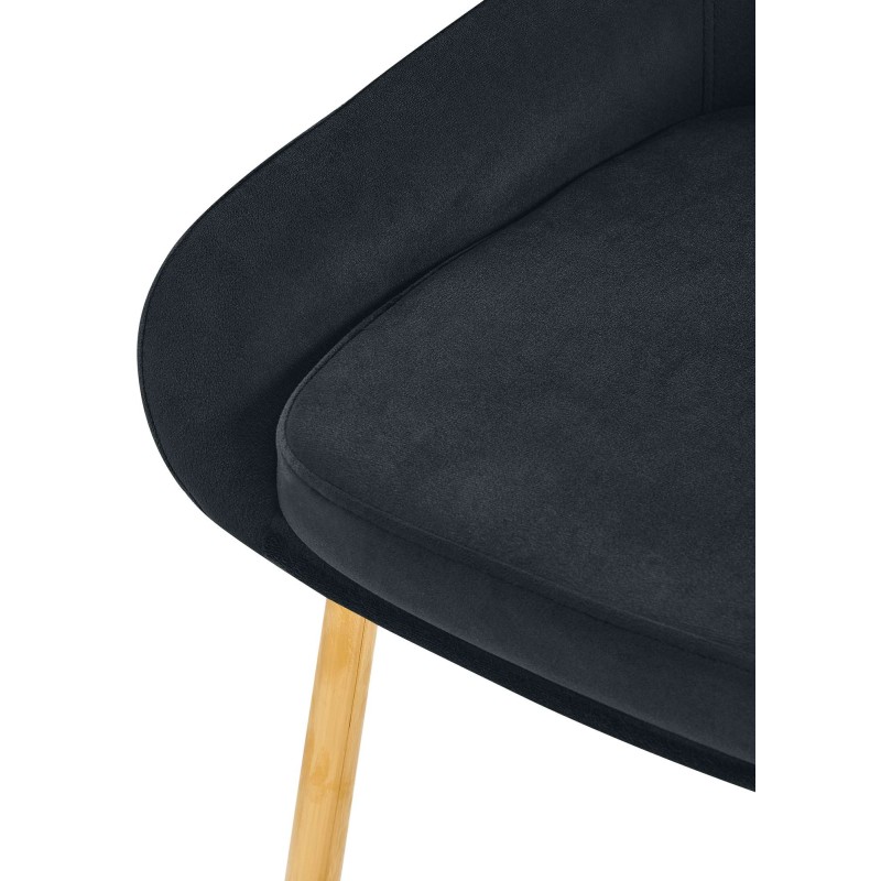 Silla de comedor Elmira en terciopelo negro y dorado