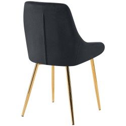 Silla de comedor Elmira en terciopelo negro y dorado