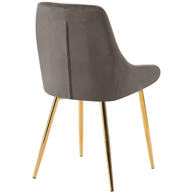 Silla de comedor Elmira en terciopelo dorado antracita