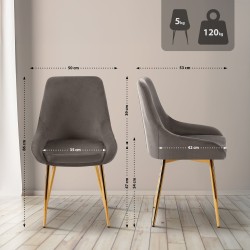 Silla de comedor Elmira en terciopelo dorado antracita