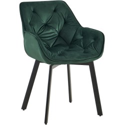 Silla de comedor Antigo de terciopelo verde