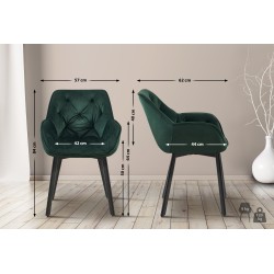 Silla de comedor Antigo de terciopelo verde