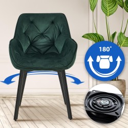Silla de comedor Antigo de terciopelo verde