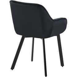 Silla de comedor Antigo de terciopelo negro.