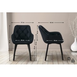 Silla de comedor Antigo de terciopelo negro.