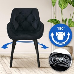 Silla de comedor Antigo de terciopelo negro.