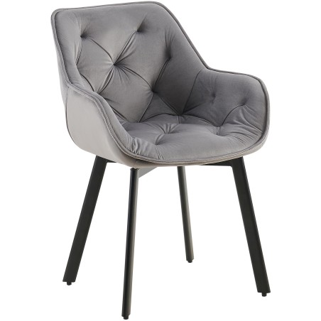 Silla de comedor Antigo en terciopelo gris oscuro