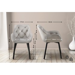 Silla de comedor Antigo de terciopelo gris.