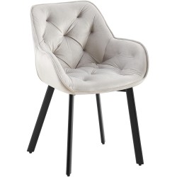 Silla de comedor Antigo de terciopelo gris.