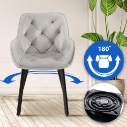 Silla de comedor Antigo de terciopelo gris.