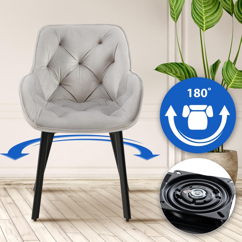 Silla de comedor Antigo de terciopelo gris.