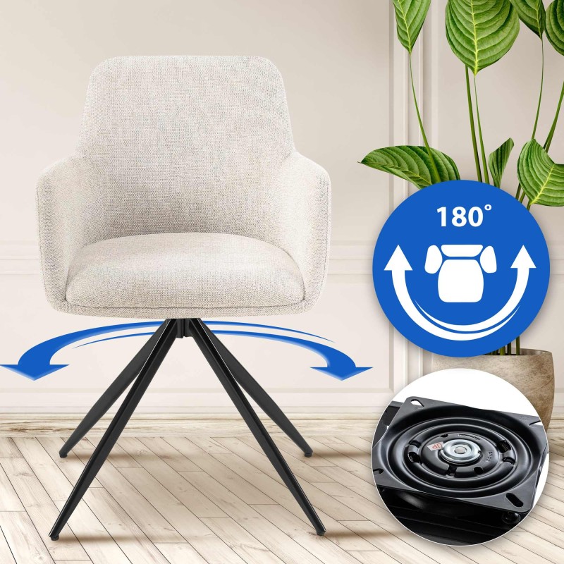 Silla de comedor Olema en tela color crema