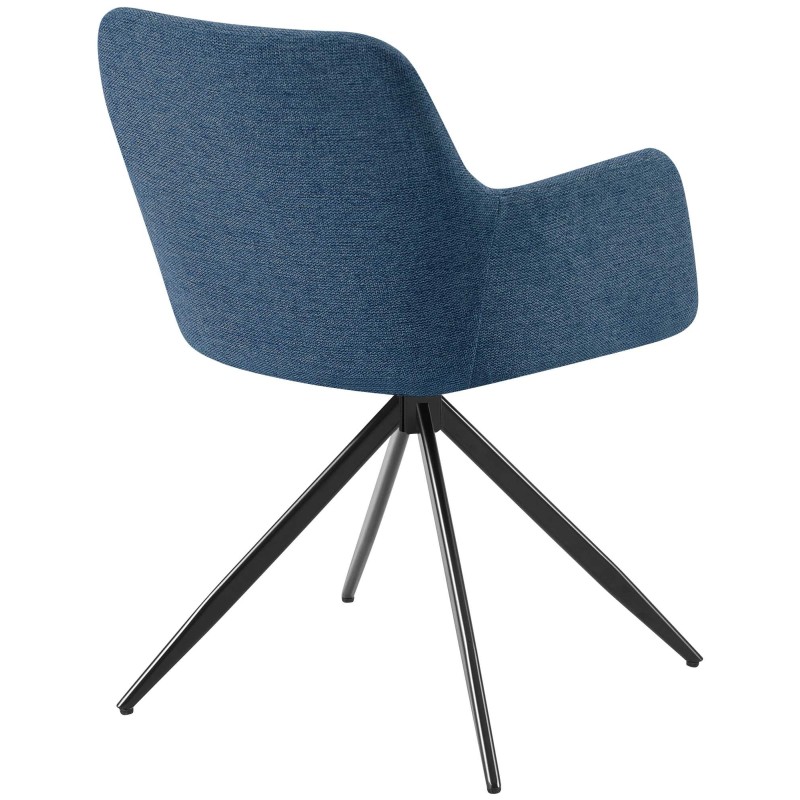 Silla de comedor Olema en tela azul