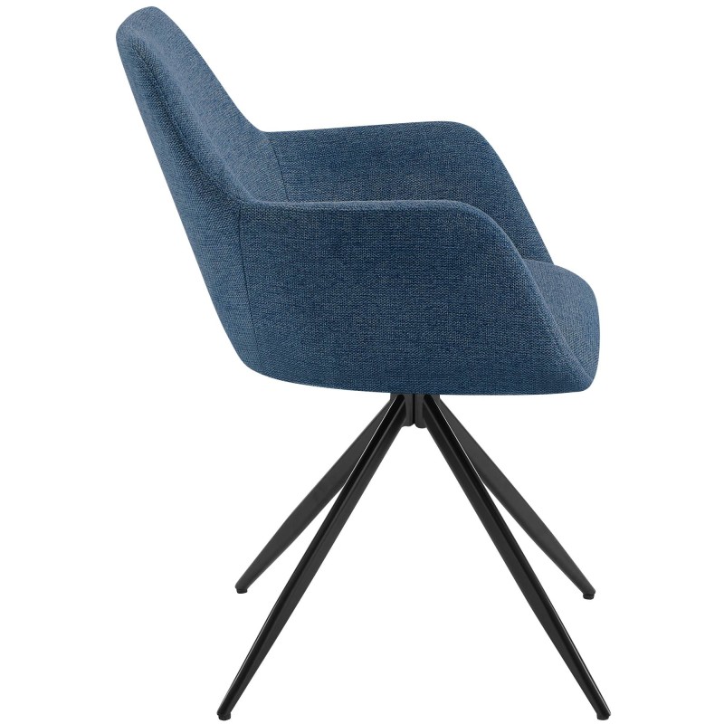 Silla de comedor Olema en tela azul