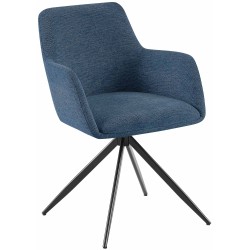 Silla de comedor Olema en tela azul