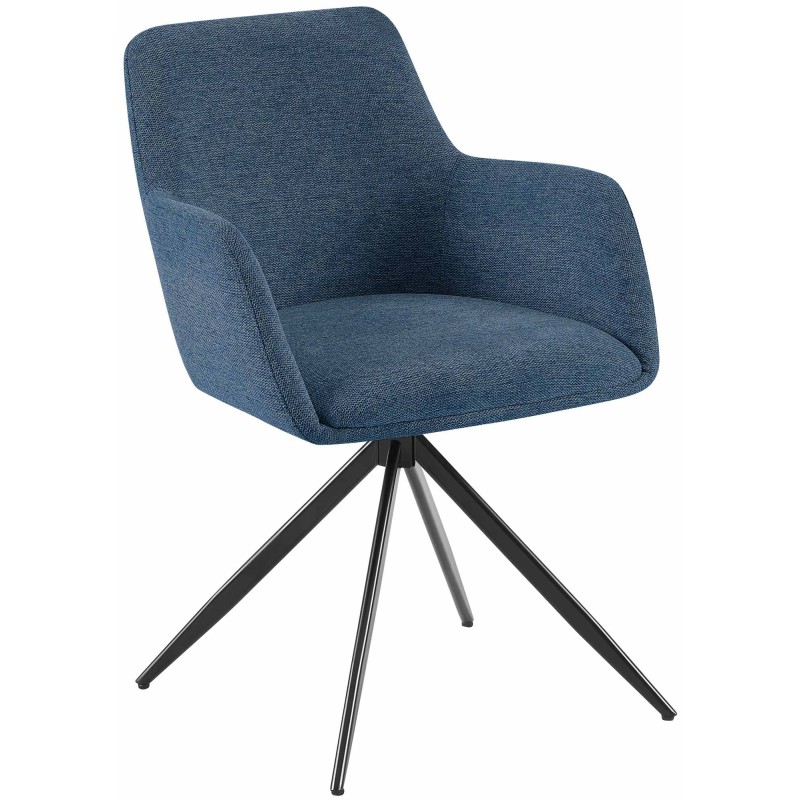 Silla de comedor Olema en tela azul
