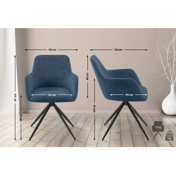 Silla de comedor Olema en tela azul