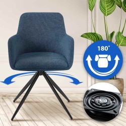 Silla de comedor Olema en tela azul