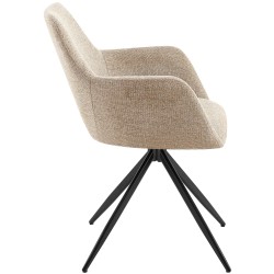 Silla de comedor Olema en tela color topo