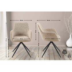 Silla de comedor Olema en tela color topo