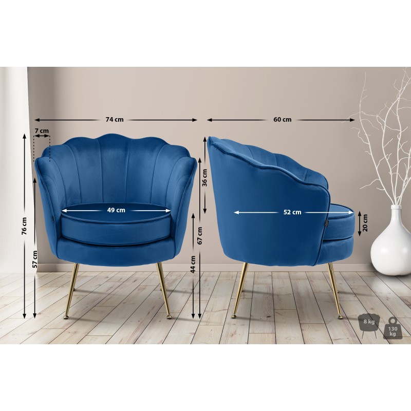 Silla Rosita de terciopelo azul
