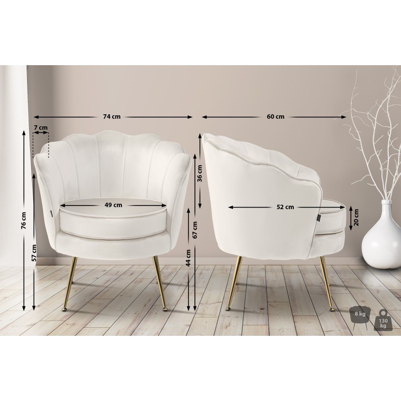 Silla Rosita en terciopelo color crema