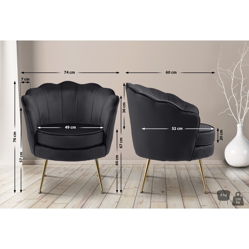 Silla Rosita en terciopelo negro