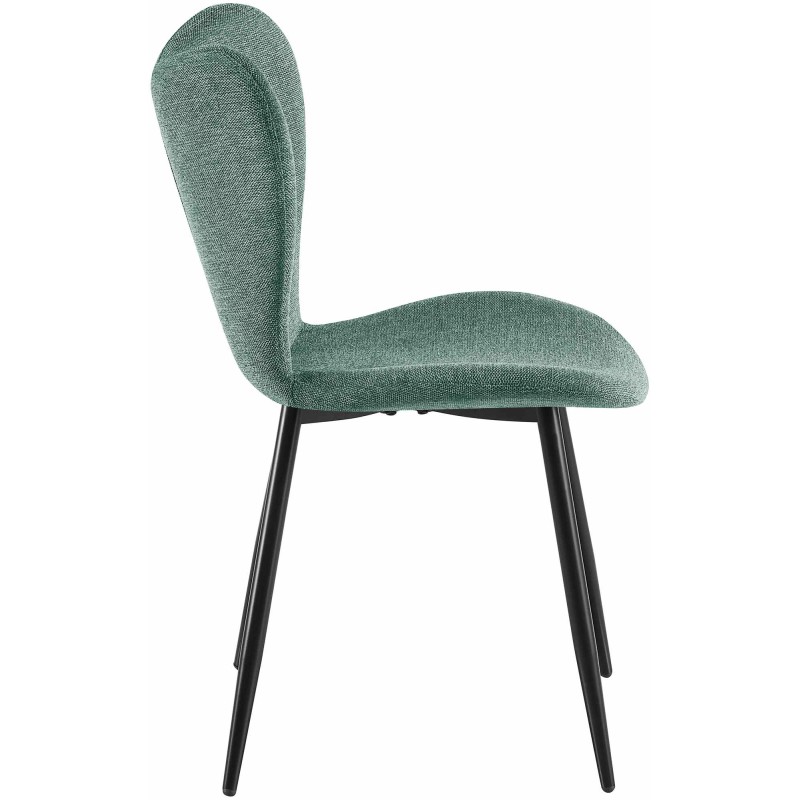 Silla de comedor Maika en tela verde