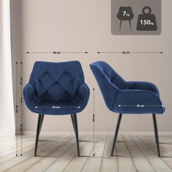 Silla de terciopelo Tanna azul oscuro