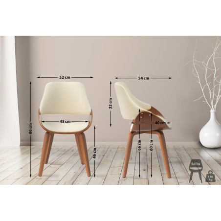 Silla de comedor Vangale en polipiel nogal/crema