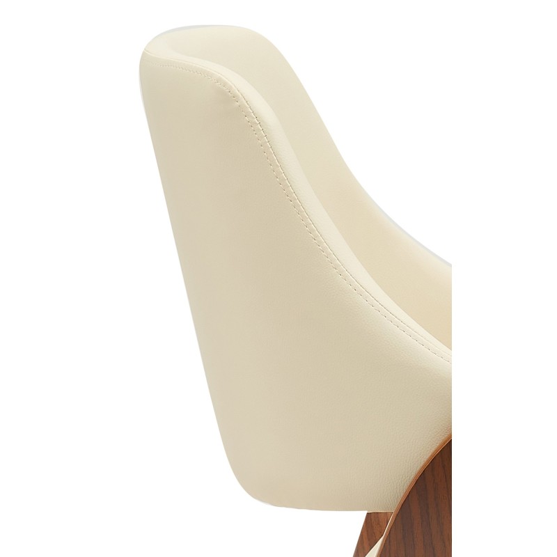 Silla de comedor Vangale en polipiel nogal/crema