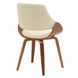 Silla de comedor Vangale en polipiel nogal/crema