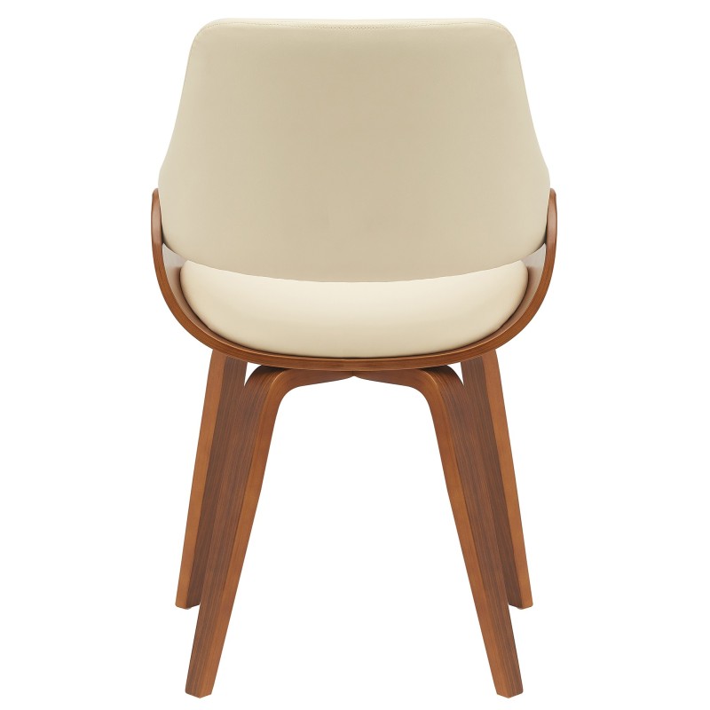 Silla de comedor Vangale en polipiel nogal/crema