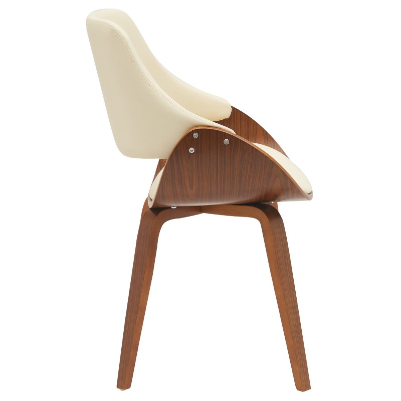 Silla de comedor Vangale en polipiel nogal/crema