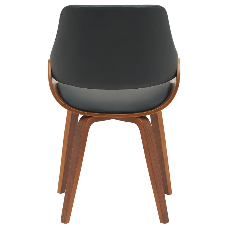 Silla de comedor Vangale en nogal/polipiel negra